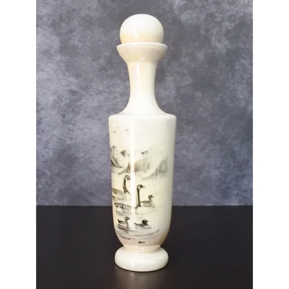 Vintage Bering Sea Originals Alaska Hand Painted Geese Lusterware Decanter